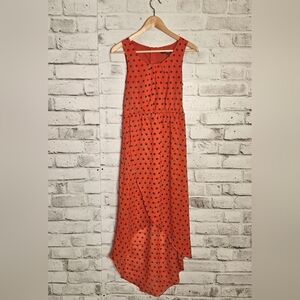 BEBE Bebo Red Polka Dot High Low Sleeveless Midi Dress Size Medium